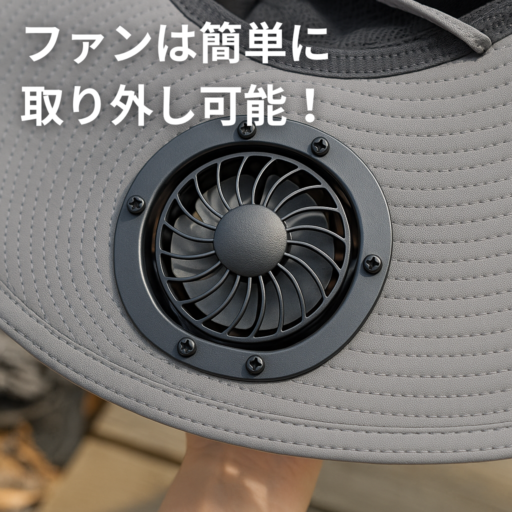 SolarCool ハット™|扇風機付きソーラー充電サンハット(着脱式)
