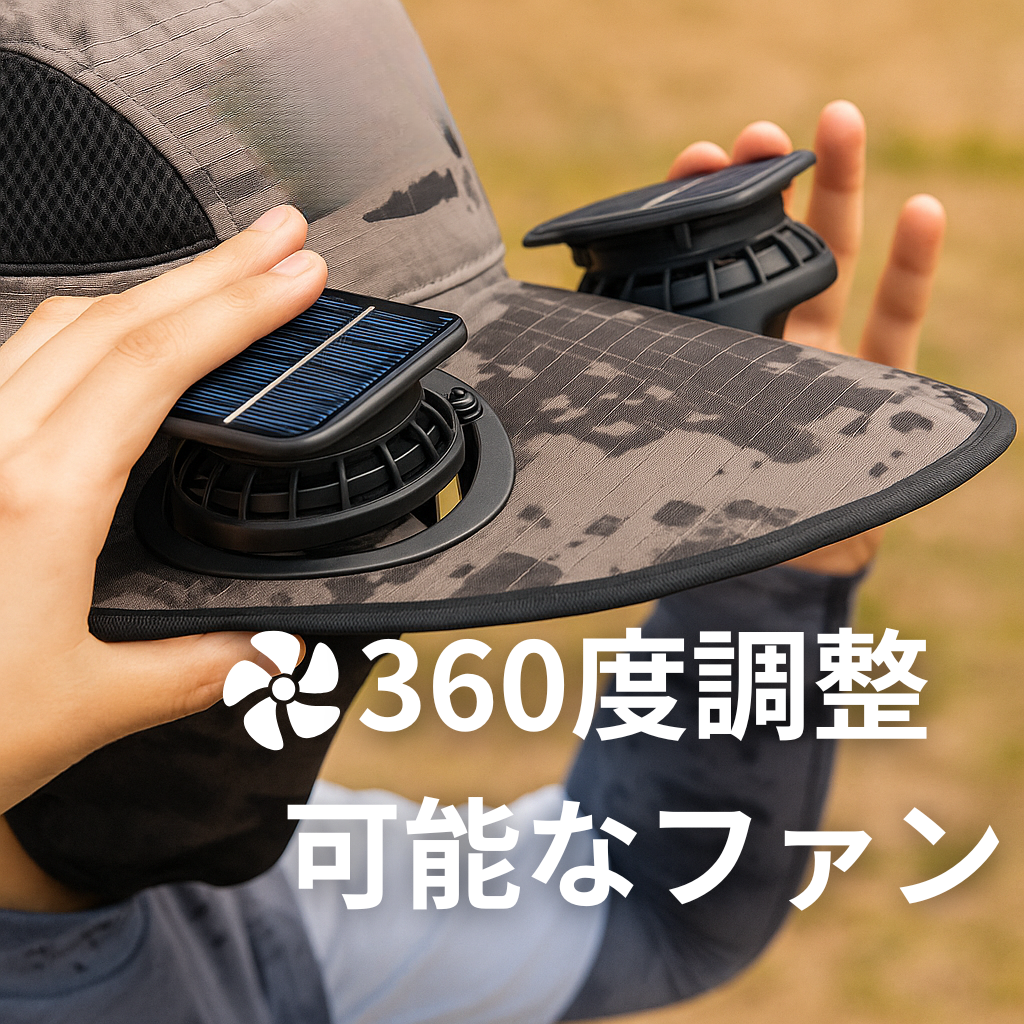 SolarCool ハット™|扇風機付きソーラー充電サンハット(着脱式)