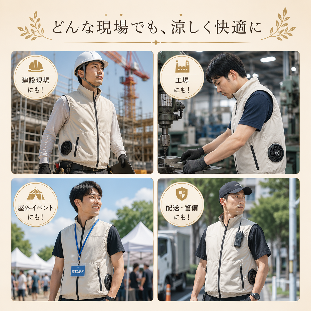WorkCool ベスト™｜ダブルファン付きUSB充電式空調ベスト（軽量・速乾）