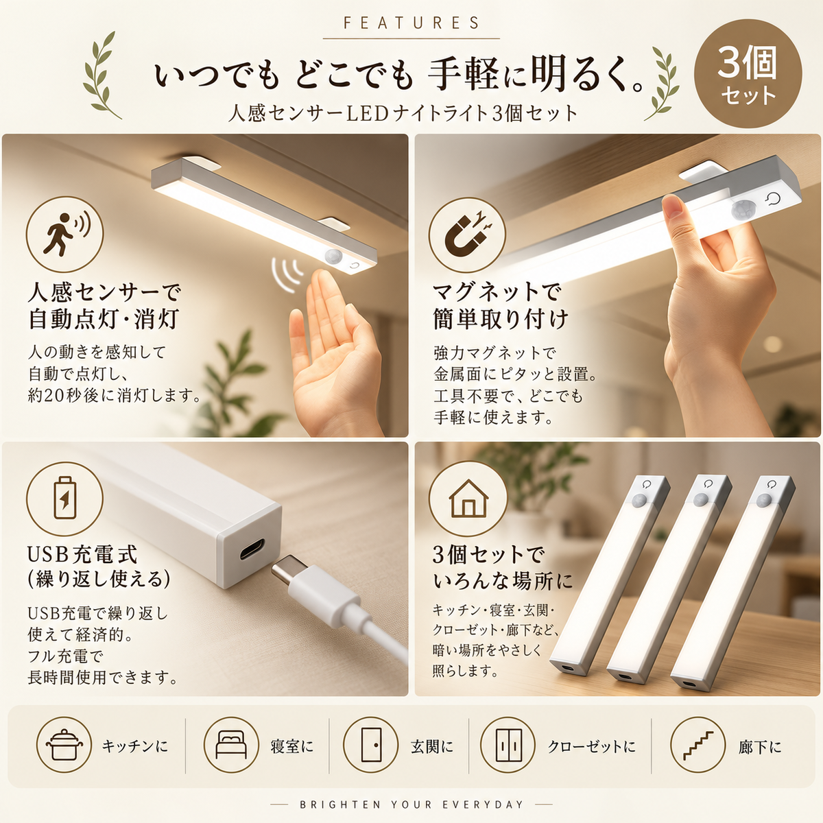 BrightMag™ | 強力マグネットLEDライト